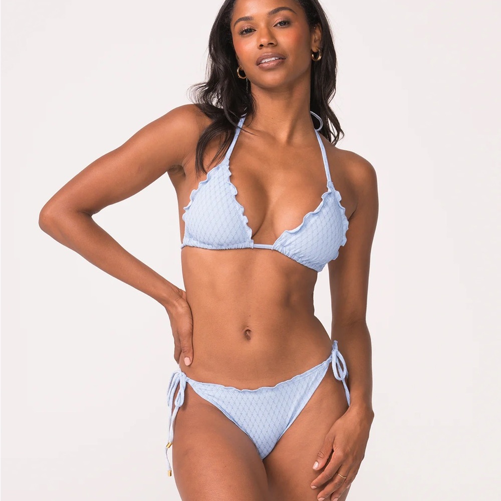 PQ Swim Light Blue Scalloped Triangle Bikini